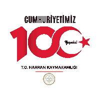 a red and white logo that says cumhuriyetimiz 100 t.c. harran kaymakamligi