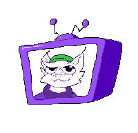 a pixel art of a cartoon character on a television