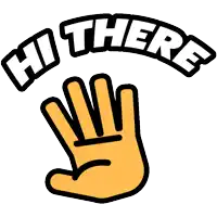 a cartoon hand with the words hi there above it