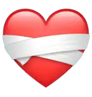 a red heart with a bandage on it