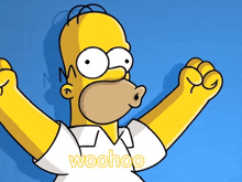 a cartoon of homer simpson with the word woohoo written on the bottom