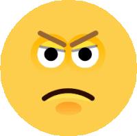 a yellow smiley face with an angry expression