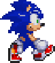 sonic the hedgehog is walking in a pixel art style in a video game .