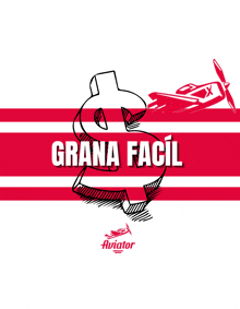 a red and white striped background with a dollar sign and the word grana facil