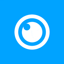 a blue background with a white circle with an eye in the middle