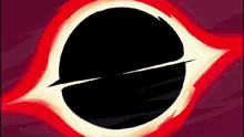 a drawing of a black hole with a red stripe going through it