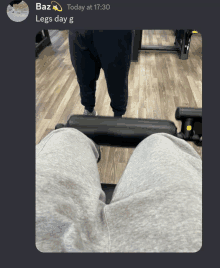 a screenshot of a person 's legs with the words legs day g below it