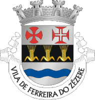 a coat of arms for vila de ferreira do zezere with a cross on it