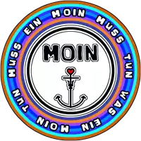 a colorful circle with the word moin in the middle