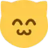 a yellow smiley face with a cat 's head and ears .