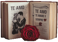 an open book with a picture of a man and woman and the words te amo te amare x siempre