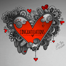 a drawing of a heart with the words congratulations written on it