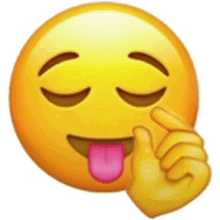 a yellow smiley face with its tongue hanging out and a hand covering it 's mouth .