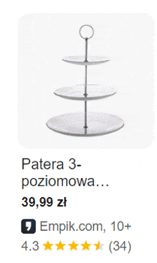 an advertisement for patera 3 poziomowa shows a price of 39.99 zl