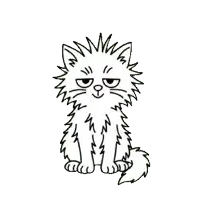 a cartoon cat is yawning with its mouth open and its tongue sticking out .
