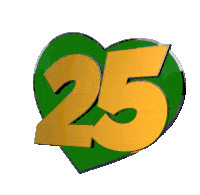 green heart with the number 25 on it