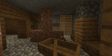 a screenshot of a minecraft game shows a staircase and a wooden box