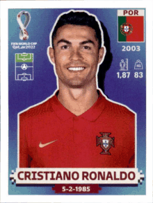 a sticker of cristiano ronaldo from the fifa world cup