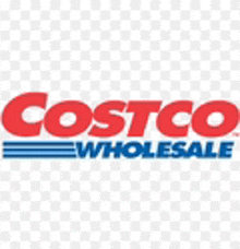 the costco wholesale logo is red , white and blue on a checkered background .