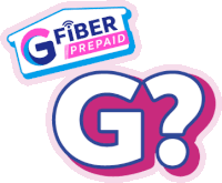 a logo for g fiber prepaid with a question mark underneath it