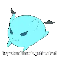 a cartoon character with the words repost until mods get involved written below it