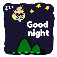 a cartoon drawing of a man sleeping with the words good night above him