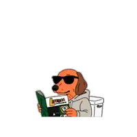 a dachshund is sitting on a toilet reading a book called lifedog