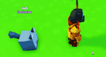 a video game character named jack exclusive is standing next to a gray cat