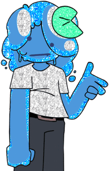 a cartoon character with a green leaf on his face