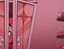 a cartoon character is holding a bouquet of roses