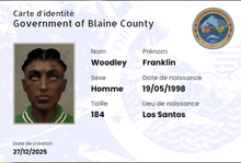 a government of blaine county identity card with a picture of a man