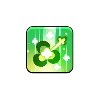 a green square with a clover and a arrow in it