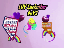 a purple background with the words luv each other guys
