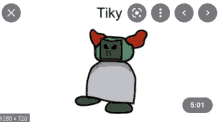 a cartoon character named tiky is shown on a white background