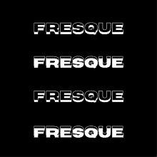 three different versions of the word fresque are shown on a black background