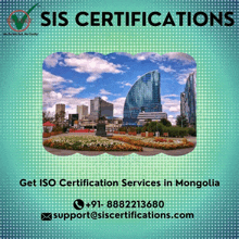 an advertisement for sis certifications with a picture of mongolia