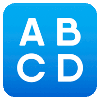 a blue icon with the letters a b c and d