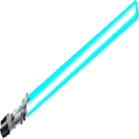 a light saber with a blue light coming out of it .