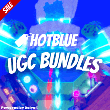 an advertisement for hotblue ucc bundles shows a purple and blue background