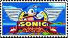 a picture of sonic the hedgehog with wings on a stamp .