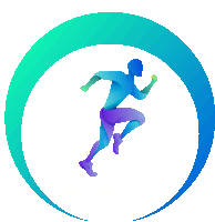 a graphic of a person running in a circle