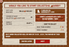 a screen that says would you like to start collecting wood on it