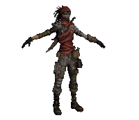 a 3d model of a man with a bandana and a knife