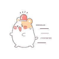 a cartoon drawing of a hamster with a red alarm on its head