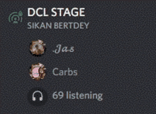 a screenshot of the dcl stage showing 69 listeners