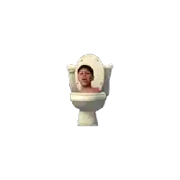 a boy is sitting in a toilet with his head out of it