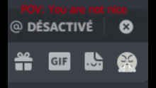 a screenshot of a screen that says pov you are not nice on it