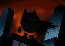 a cartoon of a batman standing on a building
