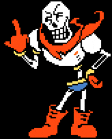 pixel art of papyrus giving a thumbs up