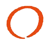 a red circle on a white background that looks like a brush stroke